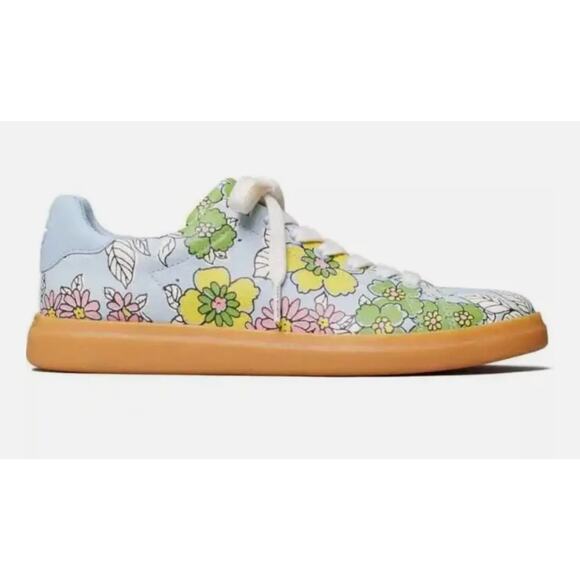 Tory Burch Howell Court Floral Printed Sneaker Smooth Leather Sz. 6.5 NWOB Retro - Picture 1 of 12